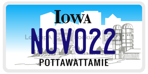 NOV022 license plate in Iowa