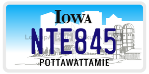 NTE845 license plate in Iowa