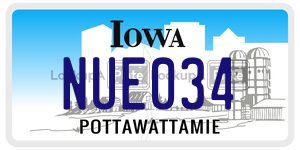 NUE034 license plate in Iowa