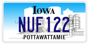 NUF122  license plate in IA
