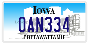 OAN334 license plate in Iowa