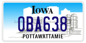 OBA638  license plate in IA