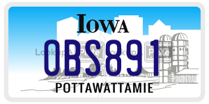 OBS891  license plate in IA