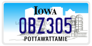 OBZ305  license plate in IA