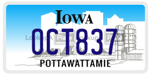 OCT837  license plate in IA