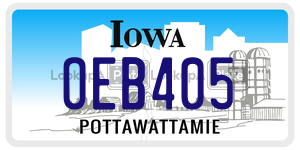 OEB405 license plate in Iowa