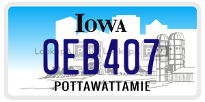 OEB407 license plate in Iowa