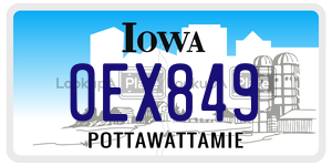OEX849 license plate in Iowa
