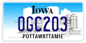 OGC203  license plate in IA
