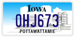 OHJ673  license plate in IA