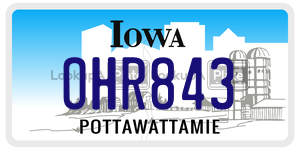 OHR843  license plate in IA