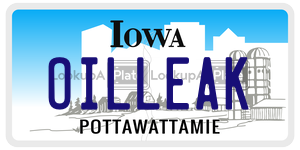 OILLEAK  license plate in IA
