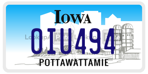 OIU494 license plate in Iowa