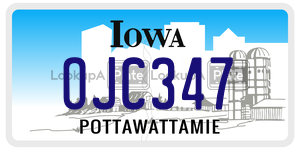 OJC347  license plate in IA