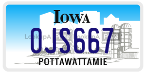 OJS667  license plate in IA
