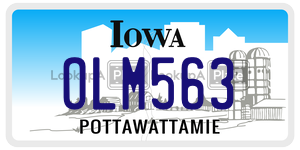 OLM563  license plate in IA