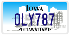 OLY787  license plate in IA