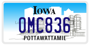 OMC836  license plate in IA
