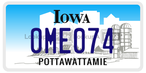 OME074 license plate in Iowa