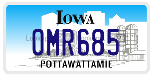 OMR685 license plate in Iowa