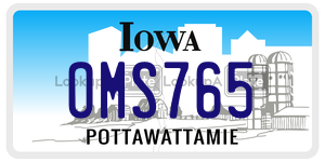 OMS765  license plate in IA
