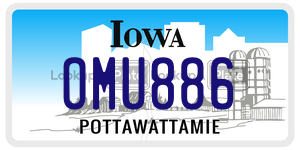 OMU886  license plate in IA