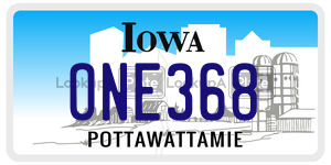 ONE368  license plate in IA