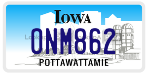 ONM862  license plate in IA