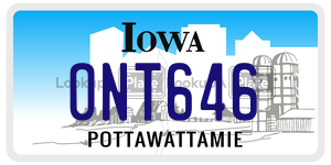 ONT646  license plate in IA