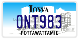 ONT983 license plate in Iowa