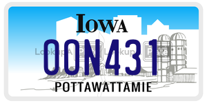 OON431  license plate in IA