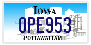 OPE953 license plate in Iowa