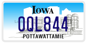 OQL844  license plate in IA