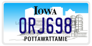 ORJ698  license plate in IA