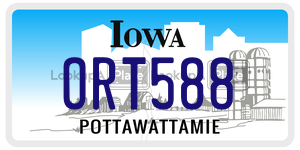 ORT588  license plate in IA