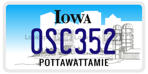 OSC352 license plate in Iowa