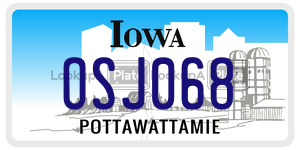 OSJ068  license plate in IA