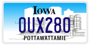 OUX280  license plate in IA