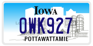 OWK927  license plate in IA