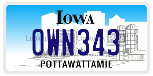 OWN343 license plate in Iowa
