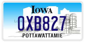 OXB827 license plate in Iowa