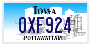 OXF924 license plate in Iowa