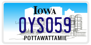 OYS059  license plate in IA
