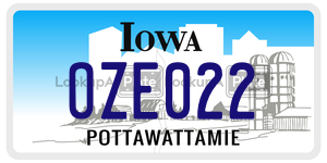 OZE022  license plate in IA