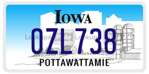 OZL738  license plate in IA