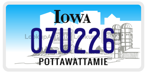 OZU226  license plate in IA