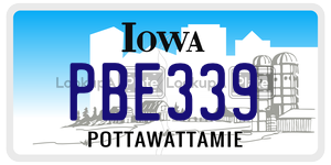 PBE339 license plate in Iowa