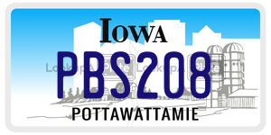 PBS208  license plate in IA