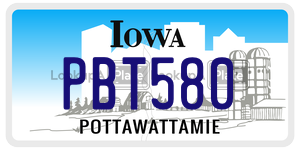 PBT580  license plate in IA