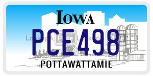 PCE498 license plate in Iowa